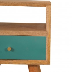 Arron  Small Bedside Table Teal Front Detail