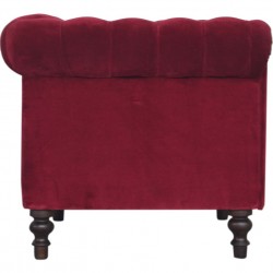 Cappa Velvet Chesterfield Armchair - wine Red Side View