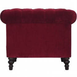 Cappa Velvet Chesterfield Armchair - wine Red Rear View
