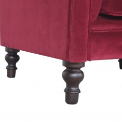 Cappa Velvet Chesterfield Armchair - wine Red Leg Detail
