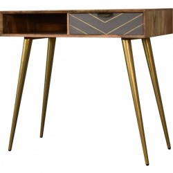 Moston Cement Brass Inlay Writing Desk Angled View
