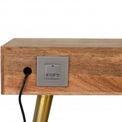Moston Cement Brass Inlay Writing Desk Rear Detail with USB ports