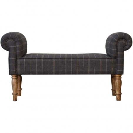 Regency Fabric Upholstered Bench - Pewter Front View