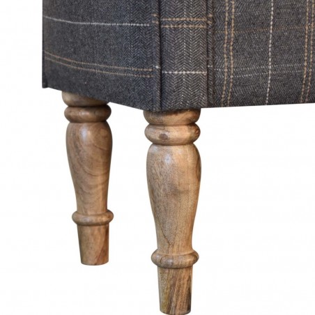 Regency Fabric Upholstered Bench - Pewter Leg Detail