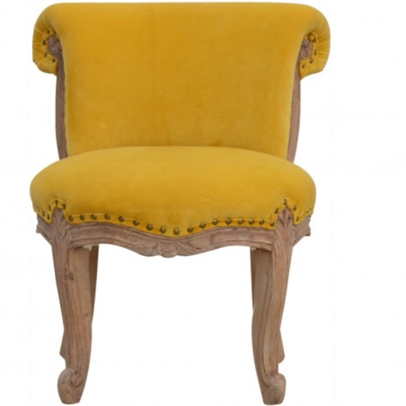 Brochere  Velvet Studded Chair - Mustard Front View