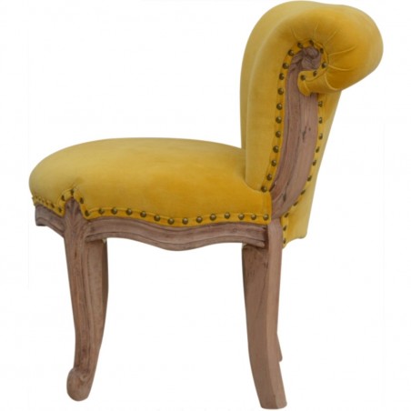 Brochere  Velvet Studded Chair - Mustard Side View