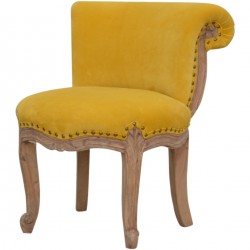 Brochere  Velvet Studded Chair - Mustard Angled View
