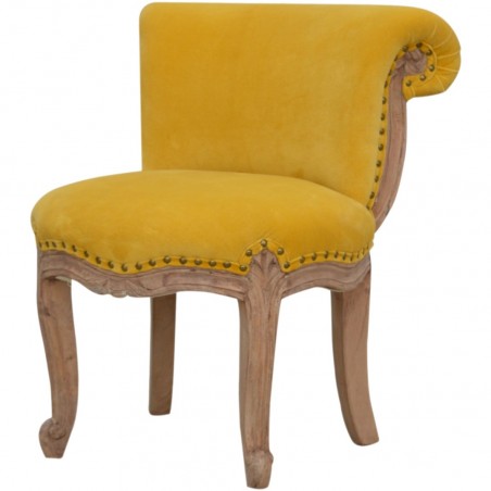 Brochere  Velvet Studded Chair - Mustard Angled View