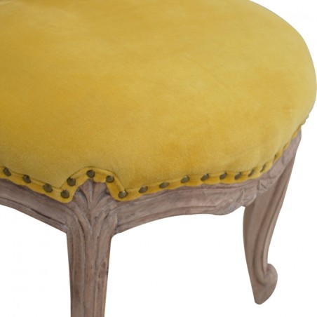 Brochere  Velvet Studded Chair - Mustard Seat Detail