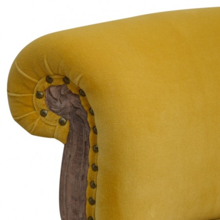 Brochere  Velvet Studded Chair - Mustard Back Detail