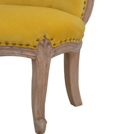 Brochere  Velvet Studded Chair - Mustard Leg Detail