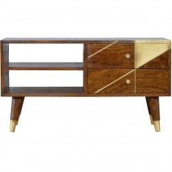 Chester Gold Geometric Chestnut Media Unit front View