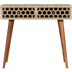 Geo Honeycomb Bone Inlay Console Table Front View