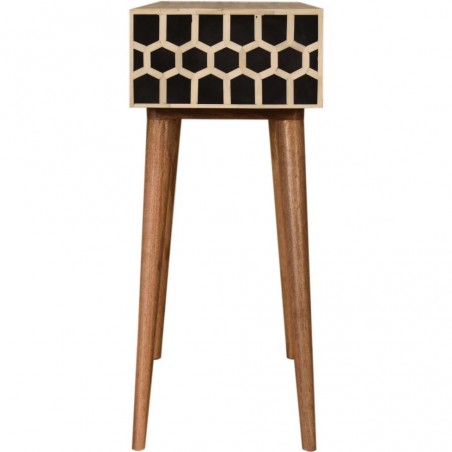 Geo Honeycomb Bone Inlay Console Table Side View
