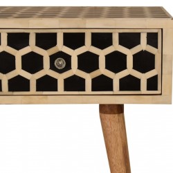 Geo Honeycomb Bone Inlay Console Table Front Detail