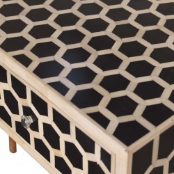 Geo Honeycomb Bone Inlay Console Table Top Detail