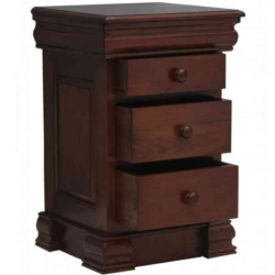 Forenza Three Drawer Mahogany Side Table Open drawers