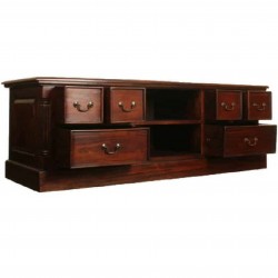 Forenza Large Mahogany 6 Drawer TV Stand Open drawers