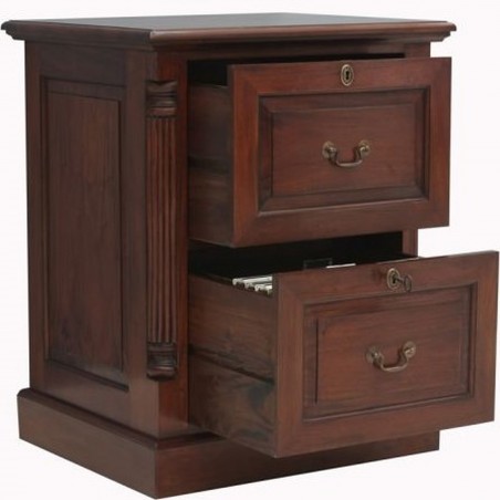 Forenza Contemporary Solid Mahogany Filing Cabinet Open