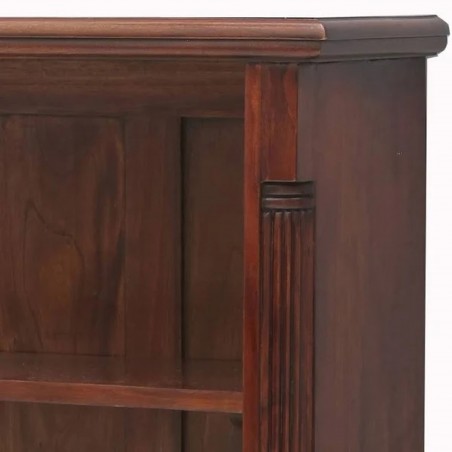 Forenza Low Three Tier Mahogany Bookcase Carving Detail