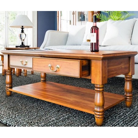 La Reine Coffee Table with Two Drawers Drawers open