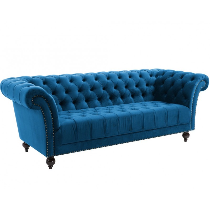Norton Chesterfield 3 Seater Sofa in blue, angle view