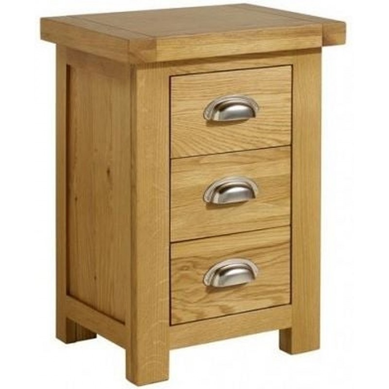 Coleby Small 3 Drawer Bedside, angle view