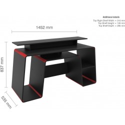 Onyx Gaming Computer Desk - Red/Black Dimensions