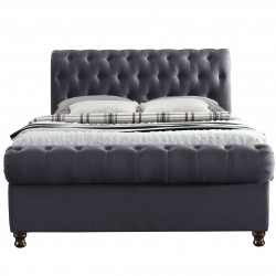 Castello Fabric Upholstered Side Ottoman Bed - Charcoal Front View