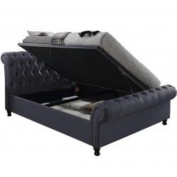Castello Fabric Upholstered Side Ottoman Bed - Charcoal Open