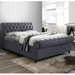 Castello Fabric Upholstered Side Ottoman Bed - Charcoal Mood shot