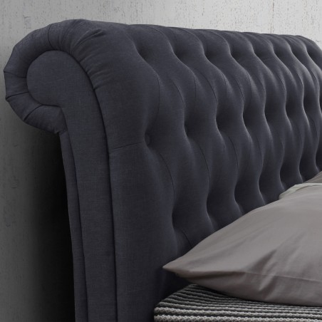 Castello Fabric Upholstered Side Ottoman Bed - Charcoal Headboard detail