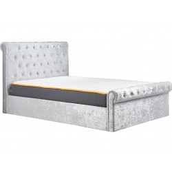 Sienna Velvet Upholstered Side Ottoman Bed with mattress