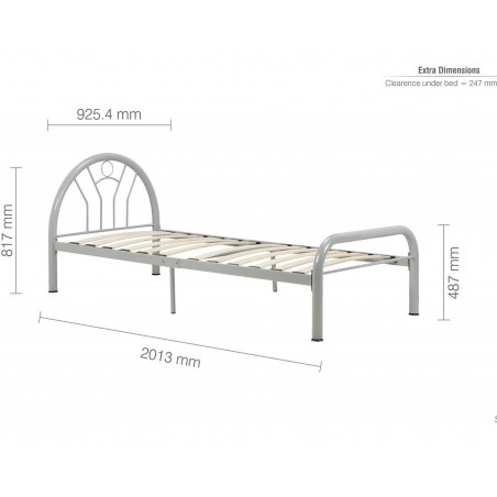 Solo Metal Frame  Single Bed - dimensions