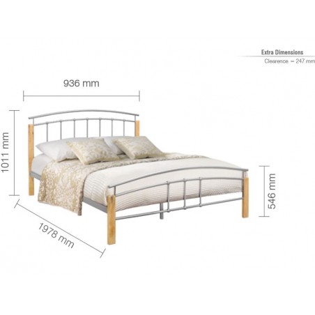 Tetras Metal & Wood Frame Bed - Single Dimensions