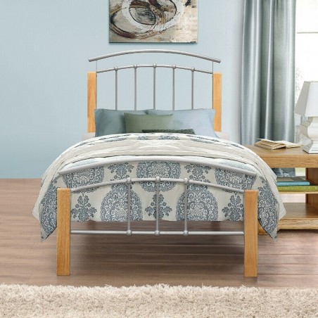 Tetras Metal & Wood Frame Bed - Single Mood Shot Front View