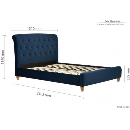 Brompton Fabric Upholstered Small Double Bed - Dimensions