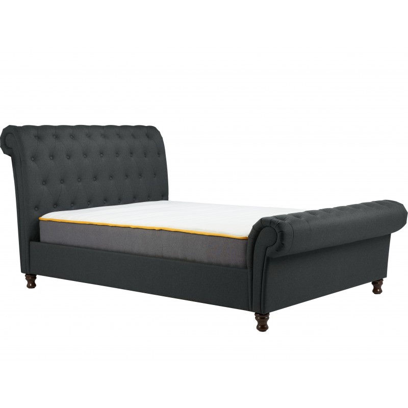 Castello Fabric Upholstered Bed - Charcoal with Mattress