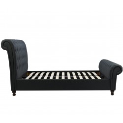 Castello Fabric Upholstered Bed- Charcoal  side view