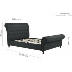 Castello Fabric Upholstered Double  Bed - Charcoal Dimensions