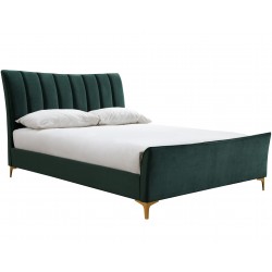 Clover Velvet Upholstered Bed - Green