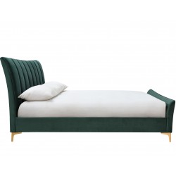 Clover Velvet Upholstered Bed - Green Side View