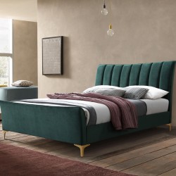 Clover Velvet Upholstered Bed - Green Mood Shot