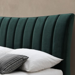 Clover Velvet Upholstered Bed - Green Headboard Detail