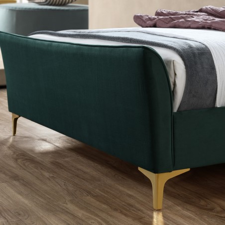 Clover Velvet Upholstered Bed - Green Footboard Detail