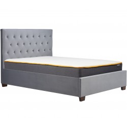Cologne Fabric Upholstered Bed - Grey with Mattress