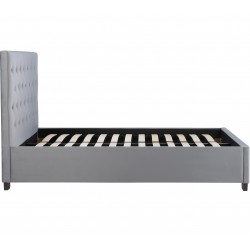 Cologne Fabric Upholstered Bed - Grey Side View