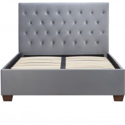 Cologne Fabric Upholstered Bed - Grey Front View