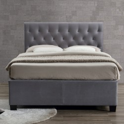 Cologne Fabric Upholstered Bed - Grey Mood Shot Front View