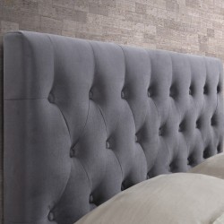 Cologne Fabric Upholstered Bed - Grey Headboard detail
